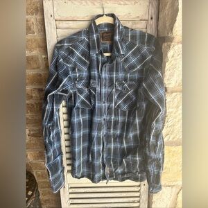 Wrangler Western Retro Shirt Pearl Snap Sz Medium Multicolor , Blue, Gray Green